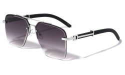 Rimless Diamond Edge Cut Square Sunglasses m4056