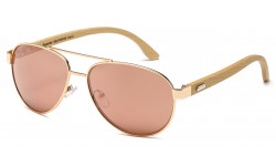 Bamboo Wood Aviator Sunglasses 88001