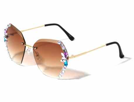 Rimless Rhinestone Diamond Cut Shades rh-7086