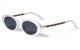 Chain Crystal Color Retro Oval Sunglasses  p1013