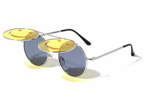 Flip Up Color Lens Round Sunglasses m10923